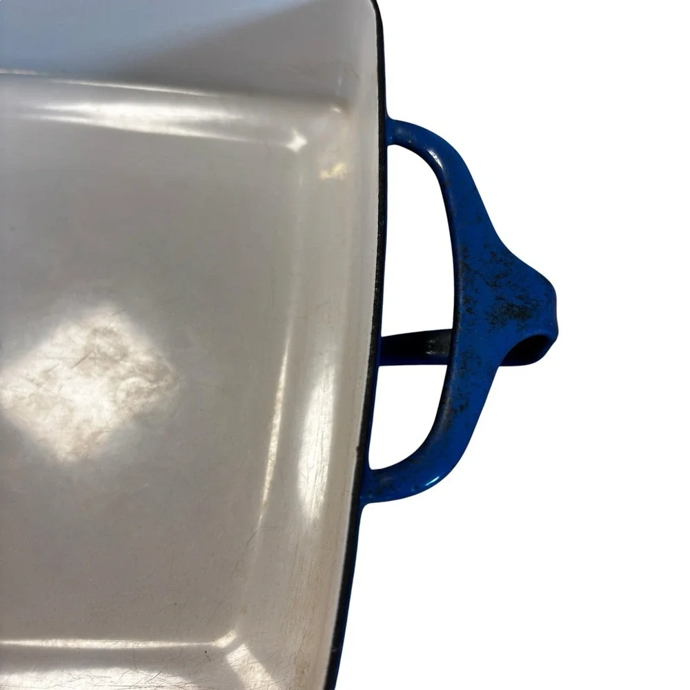 Vintage Dansk Blue Enamel Cast Iron Medium Baking Lasagna Pan 11x8